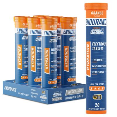 Applied Nutrition Endurance Hydration Electrolyte Tablets - 400mg Electrolytes per Serving  120 Effervescent Tablets, Sugar Free, Low Calorie, Added Vitamin C Boost Performance  Orange