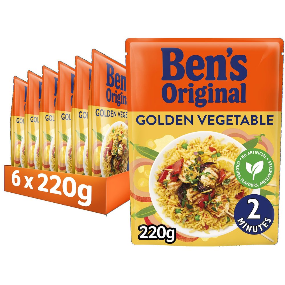 BEN'S ORIGINAL Golden Vegetable Microwave Rice, Bulk Multipack 6 x 220g pouches