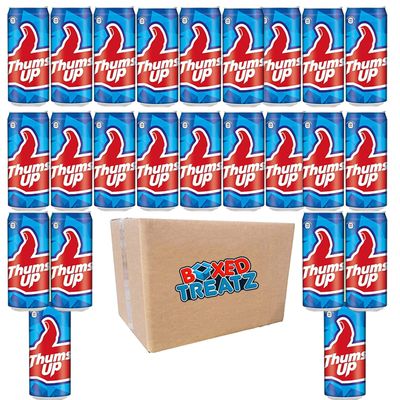 Thums Up 300ml Pack Of 24 Soft Drink Refreshing Indian Drink Strong Fizzy Flavoured Sparkling Drink With A Spicy Twist Thums Up Thunder Boxed Treatz