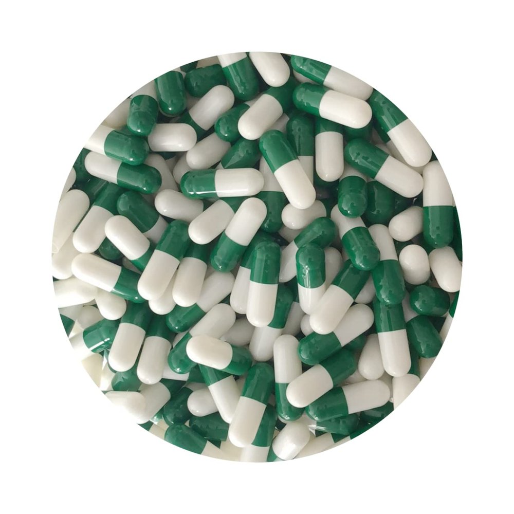 DR T&T size00 Size 00 Gelatine Gelatin Capsule Green White (1000)