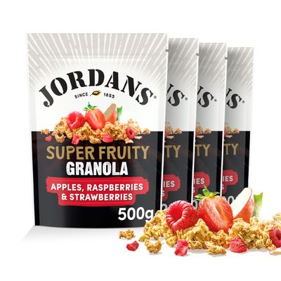 Jordans Granola Super Fruity | Breakfast Cereal | High Fibre | 4 PACKS of 500g