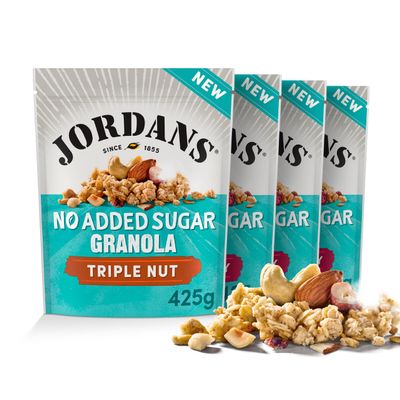 Jordans No Added Sugar Granola - Triple Nut| Breakfast Cereal | High Fibre | 4 PACKS of 425 g