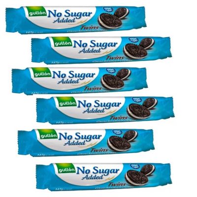 Gullon No Sugar Added Twin Cocoa Sandwich Cookies l Biscuit Hamper and Multipacks Available - Perfect for Giftingl 147g (6 Pack)