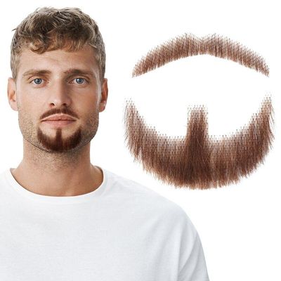 Danlai Human Face Brown Lace False Beard Cosplay Prop