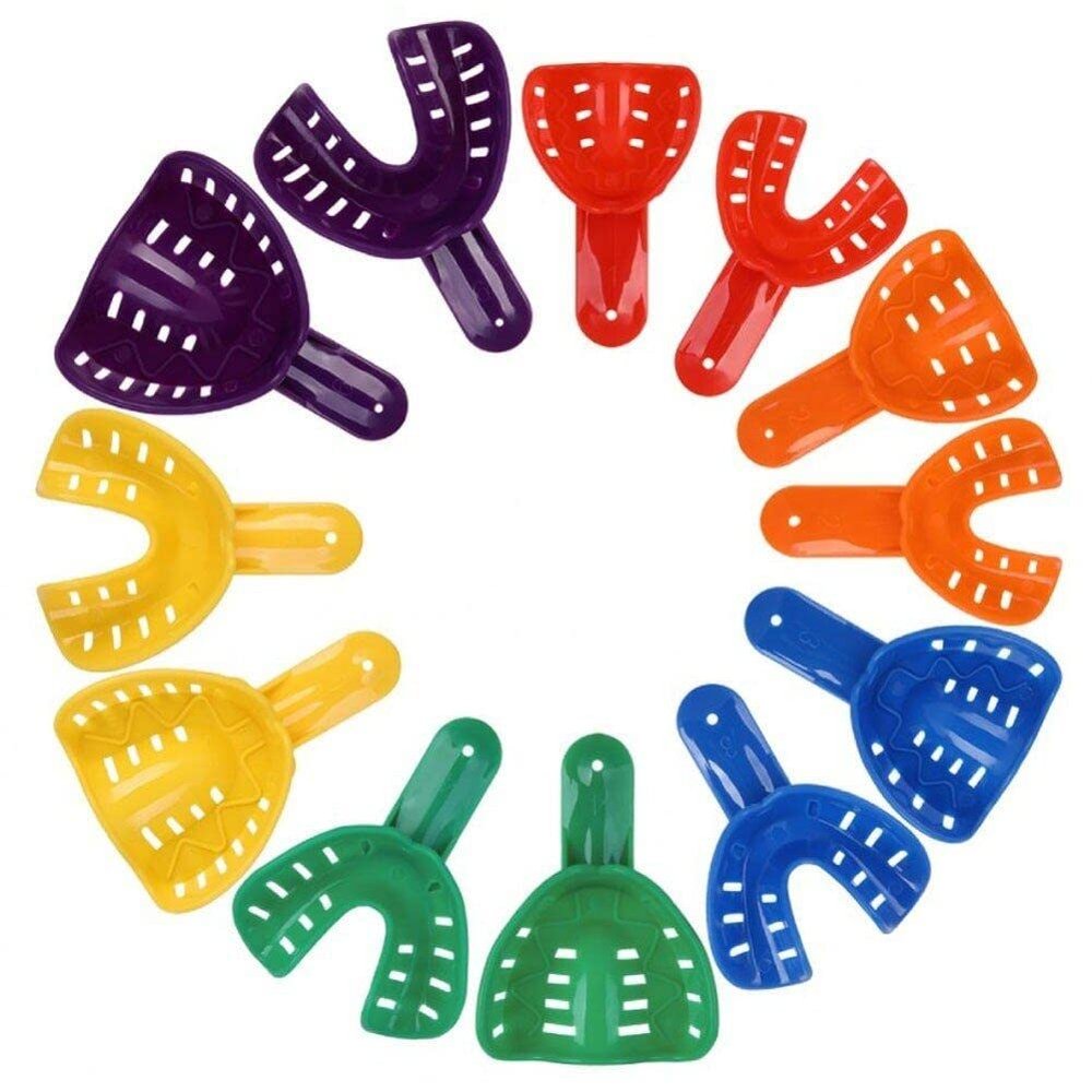 12pcs Dental Tooth Trays Dentist Plastic Teeth Holder Dental Impression Trays Dental Impression Trays