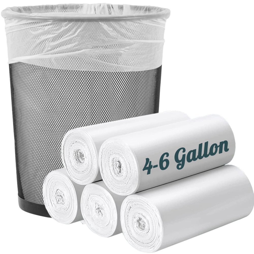 20L Bin Bags, Small Bin Bags Kitchen Food Waste Bin Liners Thick Bathroom Rubbish Bags, Corn Starch White Trash Bags Fit 18~20 Liter Trash Can, 100 Count