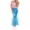DELIMALI Women's Mermaid Ladies Ruffle Sequin Fairytale Book Fancy Long Tail Dress Womens Adults Costume Outfit (D-Pink Blue, XL) view 2