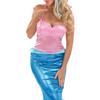 DELIMALI Women's Mermaid Ladies Ruffle Sequin Fairytale Book Fancy Long Tail Dress Womens Adults Costume Outfit (D-Pink Blue, XL) view 3