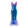 DELIMALI Women's Mermaid Ladies Ruffle Sequin Fairytale Book Fancy Long Tail Dress Womens Adults Costume Outfit (D-Blue Purple, L) view 1