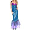 DELIMALI Women's Mermaid Ladies Ruffle Sequin Fairytale Book Fancy Long Tail Dress Womens Adults Costume Outfit (D-Blue Purple, L) view 2