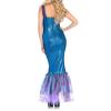 DELIMALI Women's Mermaid Ladies Ruffle Sequin Fairytale Book Fancy Long Tail Dress Womens Adults Costume Outfit (D-Blue Purple, L) view 3