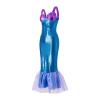 DELIMALI Women's Mermaid Ladies Ruffle Sequin Fairytale Book Fancy Long Tail Dress Womens Adults Costume Outfit (D-Blue Purple, L) view 4