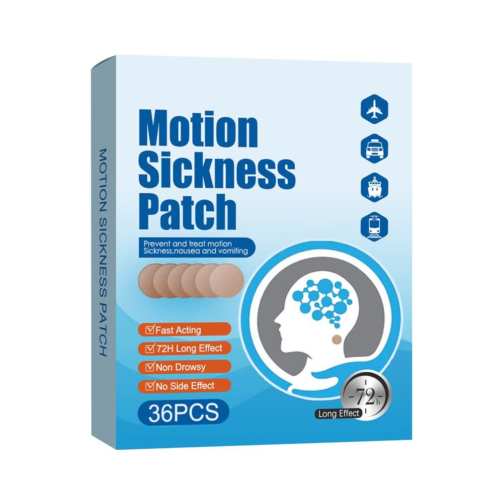 36 Motion Sickness Patch, Motion Disease Patches, Travel Sickness Plaster for Car and Boat Trips, Relieves Nausea, Dzziness and Vomiting from Seasickness