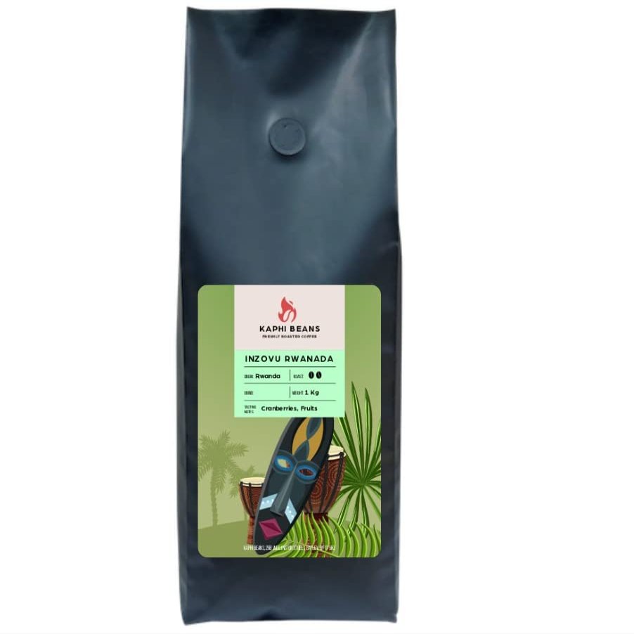 Kaphi Beans Roasted Coffee - Inzovu Rwanda - Medium Roast - 100% Arabica Beans - Freshly Roasted Whole Beans (Pack Of 1kg)