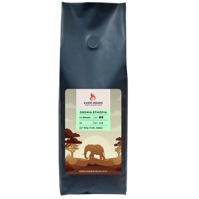 Kaphi Beans Roasted Coffee - Oromia Ethiopia - Medium Roast - 100% Arabica Beans - Freshly Roasted Whole Beans (Pack of 1kg)
