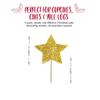 Anniversary House Gold Glitter Star Cake Decorations, Paper & Bamboo, Cupcake Toppers for Birthday Cake, Cake Toppers, Cake Deccorations for Women, Pack of 12, J169 view 4