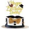 Xsstarmi 1 Pack Happy Birthday Daddy Cake Topper Gold Glitter Best Dad Happy Father's Day Cake Pick for Dad Birthday Happy Father's Day Party Cake Decorations Supplies view 1