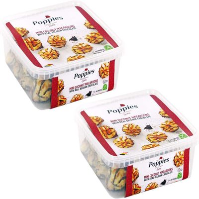 Poppies Master Baker Mini Coconut Macaroons with Real Belgian Chocolate - 700g | Pack of 2 | NON GMO GLUTEN-FREE KOSHER DAIRY | Coconut Pastry | Best Cookies | Sold by ESSENTIAL PRODUCTS