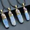 1pc Natural Kyanite Stone Pendant Necklaces Irregular Wand Raw Mineral Blue Quartz Choker Necklace for Women Femme Reiki Healing, SBOTTON8573. view 3