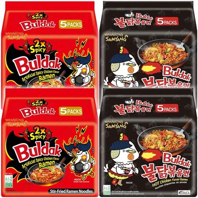 WaNaHong Samyang Hot Chicken Flavour Ramen Noodles Box - Original (10 Packs) & Double Spicy (10 Packs) - HALAL