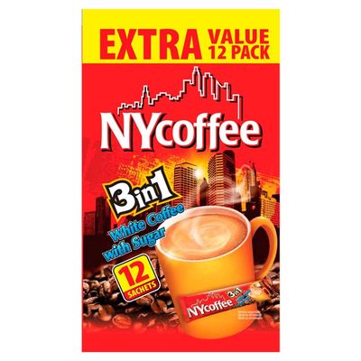 My Africa Store NYcoffee 3 in 1 White Coffee with Sugar 12 x 17g (204g)-Food