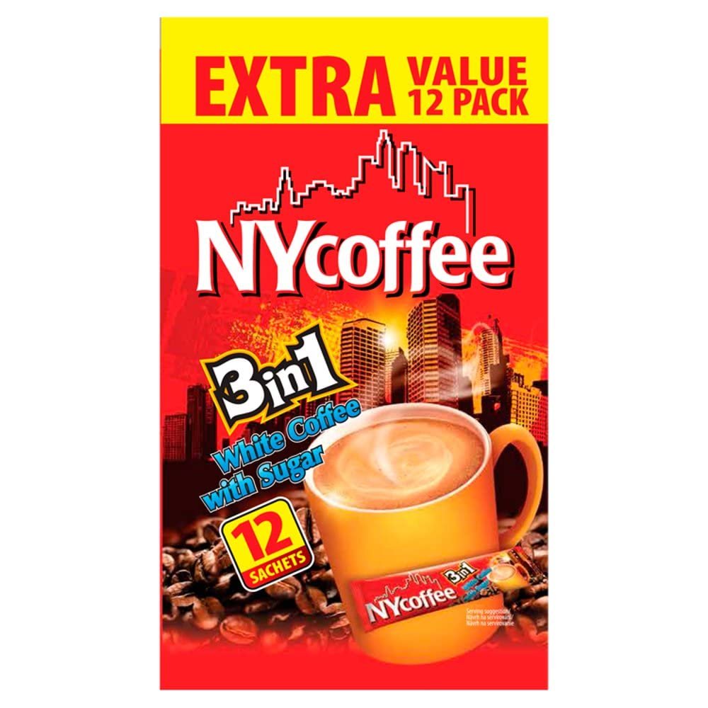 My Africa Store NYcoffee 3 in 1 White Coffee with Sugar 12 x 17g (204g)-Food