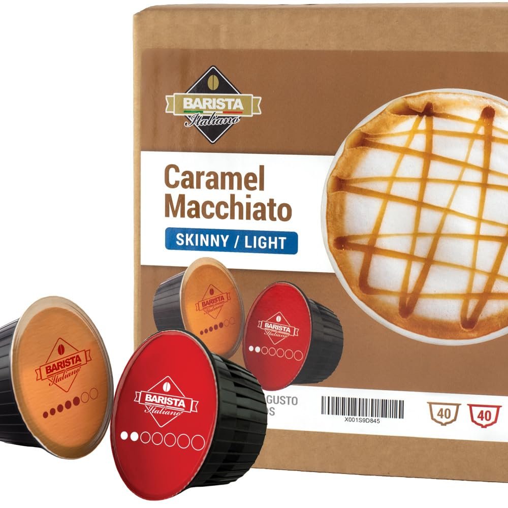Barista Italiano - Skinny Caramel Macchiato - 80 Pods Compatible with Dolce Gusto* machines (80 Capsules, 40 Servings)