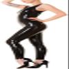 Neck Entry Rubber Latex Sleeveless Round Neck Catsuit with Crotch Zip,Black,Large view 3