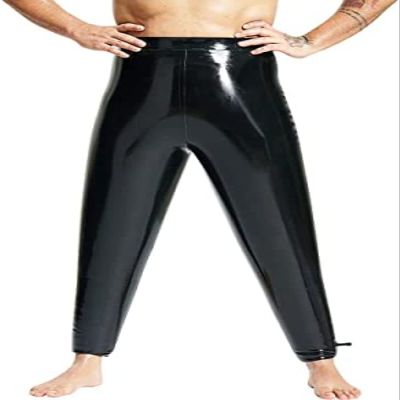 Black Inflatable Sexy Latex Legging with Nozzles at Bottom Rubber Pants Trousers,Custom Color,XX-Large