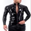 Latex Men Tops Tops Rubber T-Shirt Rubber Fetish Exotic Tank Tops with Front Zip,Purple,X-Large view 1