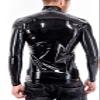 Latex Men Tops Tops Rubber T-Shirt Rubber Fetish Exotic Tank Tops with Front Zip,Purple,X-Large view 2