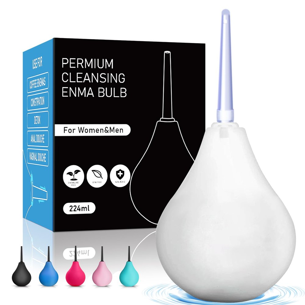 Anal Douche Enema Kit - 224ml Enema Bulb with 3 Replaceable Nozzles, Douche Bulb Douches for Men Women, Shower Douche Enemas at Home Kit for Personal Hygiene & Travel