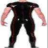 Rubber Latex Red Black Short Sleeve Bodysuit Suit Suit 0.4mm Zip,Customize,X-Small view 1
