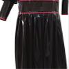Natural Latex Clothes Women's Long Skirt Long Swing Dress Puff Sleeve Black Handmade Customization,Black+red Border,X-Large view 4