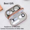 Muf 2 in 1 Contact Lens Case and Glasses Case,Double Sided Dual Use Design,Leak Proof & Portable,Tweezer and Contact Lens Solution Bottle Included for Travel Kit(Walnut Wood) view 4