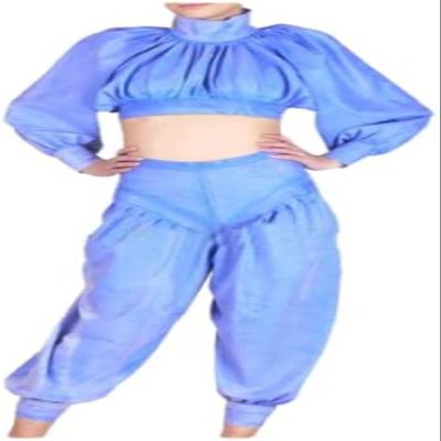 ANTIY Latex Rubber Women Sexy Jacket And Pants Set Princess Lantern Sleeve Suit,Customize,Large