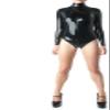 Unisex Black Long Sleeve Latex Swimwear Cosplay Rubber Fetish Bodysuit with Crotch Zipper,Customize,X-Small view 2