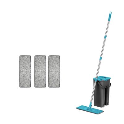 PAXTOR Home Hand Free Flat Floor Mop And Bucket Set For Professional Home Floor Cleaning System With Washable Microfiber Pads For Hardwood (Color : Blue with 4 pads)