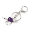 Plated Circle Clasp Shape Green Turquoises Stone Key Chain Lapis Lazuli,Amethysts view 1