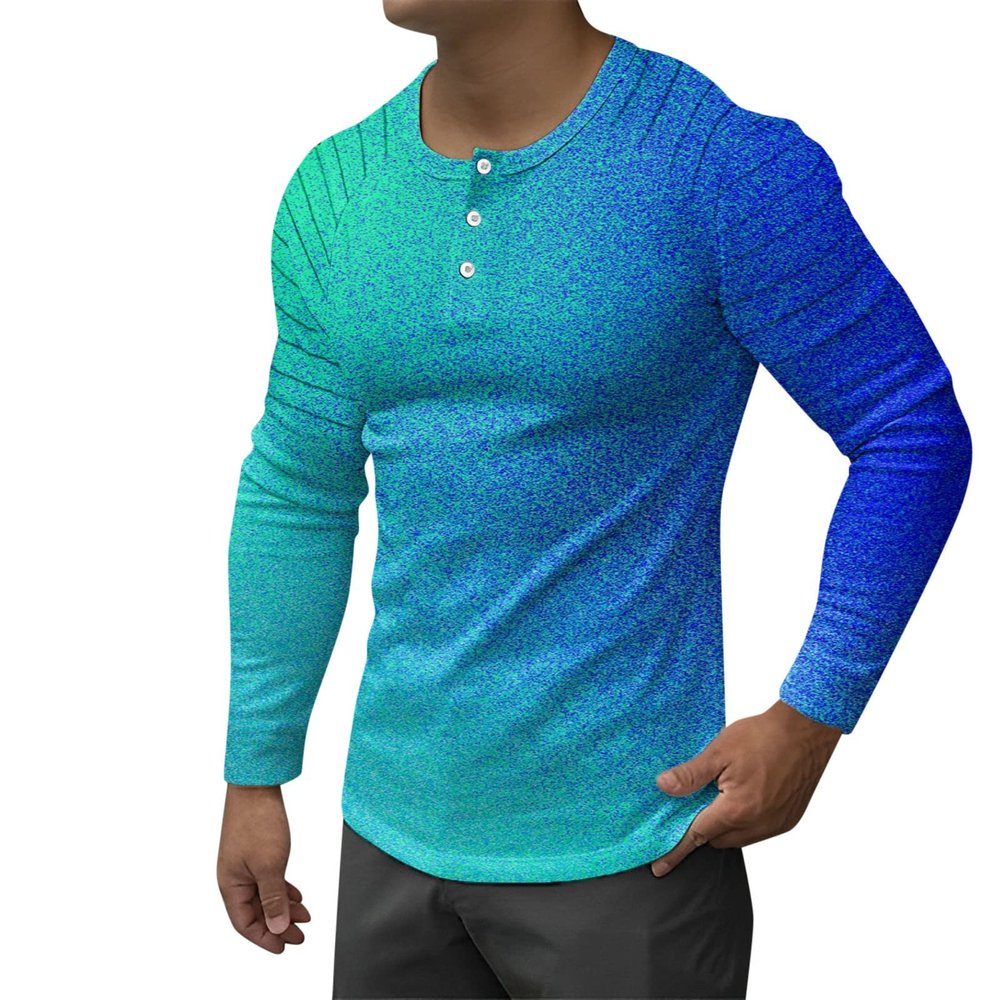 Henley Men's Long-Sleeved T-Shirt Crew Neck Long Sleeve Men's Spring and Autumn T-Shirt Loose Plus Size Shirt Regular Fit Long Sleeve Tops Sweater Tops, D Green, M