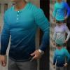 Henley Men's Long-Sleeved T-Shirt Crew Neck Long Sleeve Men's Spring and Autumn T-Shirt Loose Plus Size Shirt Regular Fit Long Sleeve Tops Sweater Tops, D Green, M view 2