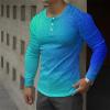 Henley Men's Long-Sleeved T-Shirt Crew Neck Long Sleeve Men's Spring and Autumn T-Shirt Loose Plus Size Shirt Regular Fit Long Sleeve Tops Sweater Tops, D Green, M view 3