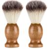 2 Pcs Wooden Beard Brush, Natural Badger Hair Men's Shaving Brush, Barber Salon Men Facial Beard Cleaning Appliance Grooming Kit for Wet Shaving Face Care view 2