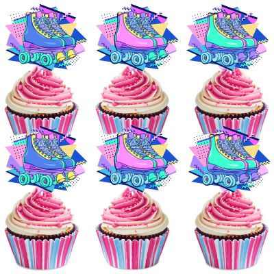 80's Retro 1980 Roller Skating Cupcake Toppers