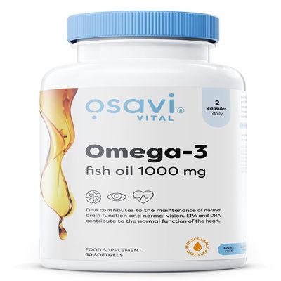 Osavi Omega3 Fish Oil Molecularly Distilled 1000 mg 60 Softgels | EPA & DHA for Heart Health, Brain Function, and Vision I Molecular Distillation for Maximum Purity