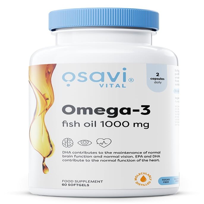Osavi Omega3 Fish Oil Molecularly Distilled 1000 mg 60 Softgels | EPA & DHA for Heart Health, Brain Function, and Vision I Molecular Distillation for Maximum Purity