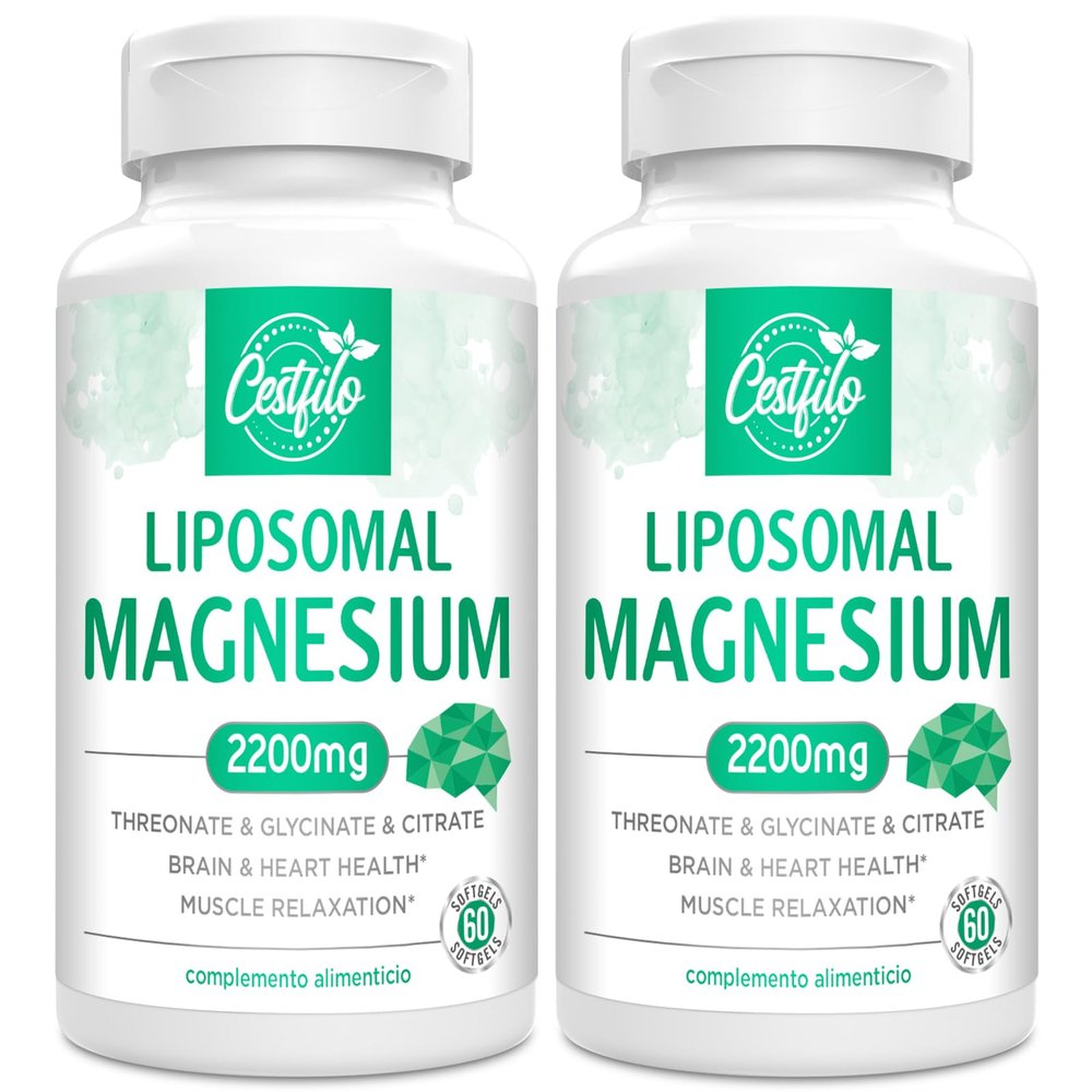 Liposomal Magnesium Complex 2200mg - High Potency with Glycinate & Citrate, Gluten Free, 60 Softgels ((60 Count (Pack of 2)))