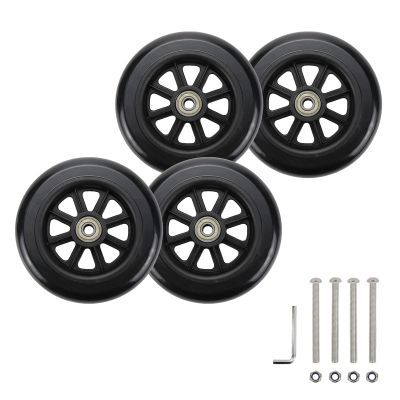 Wealrit Black Solid Walker Wheels Replacement - 5 Inch Drive Rollator Wheels (Pack of 4)