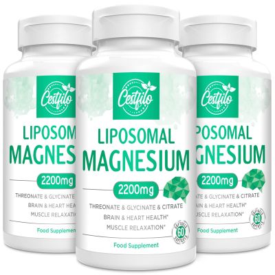 Liposomal Magnesium Complex 2200mg - High Potency with Glycinate & Citrate, Gluten Free, 60 Softgels.(60 Count (Pack of 3)