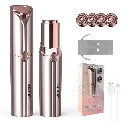 Facial Hair Remover for Women, SEIHAI Rechargeable Face Shavers for Women,Included 4X Replacement Heads, Upper Lip, Chin, Face Hair Remover Peach Fuzz Remover